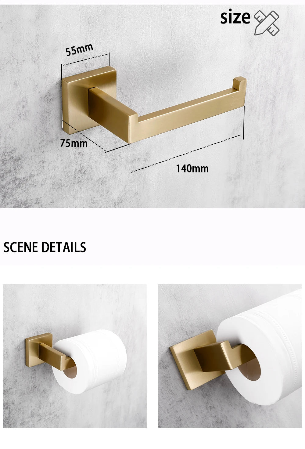Brushed Gold Bathroom Accessories Set Toilet Brush Holder Toilet Paper Holder Towel Bar Rail Rack Hanger Hook Soap Dish Hardware