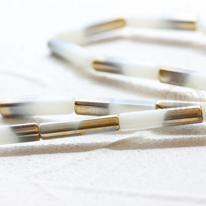 DIY Supply-18 Pieces Rectangle Plated Crystal Glass Spacer Beads - 4x20mm (G362)