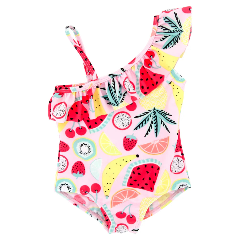 Kavkas Summer Girls Swimming Suit 9 M to 6 Years Fruit Floral Printed Hot Swimsuit Children One-piece Baby Swimwear For Kids