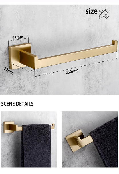 Brushed Gold Bathroom Accessories Set Toilet Brush Holder Toilet Paper Holder Towel Bar Rail Rack Hanger Hook Soap Dish Hardware