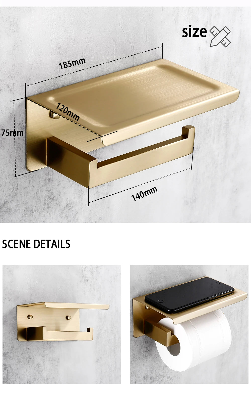 Brushed Gold Bathroom Accessories Set Toilet Brush Holder Toilet Paper Holder Towel Bar Rail Rack Hanger Hook Soap Dish Hardware