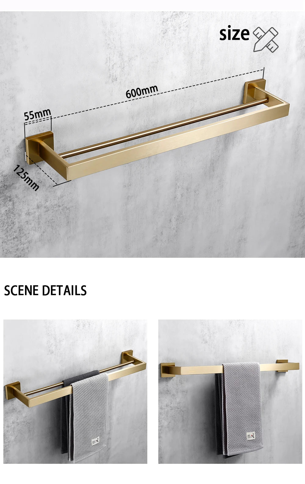 Brushed Gold Bathroom Accessories Set Toilet Brush Holder Toilet Paper Holder Towel Bar Rail Rack Hanger Hook Soap Dish Hardware
