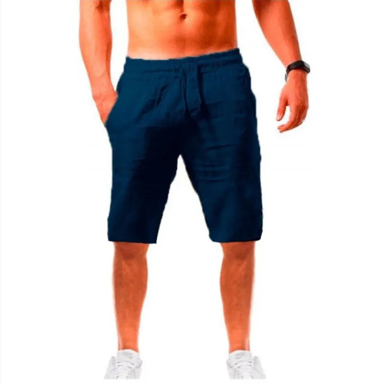 Men's Cotton Linen Pants Summer Solid Color Breathable Linen Trousers Male Casual Elastic Waist Fitness Pants Hip-Hop Streetwear