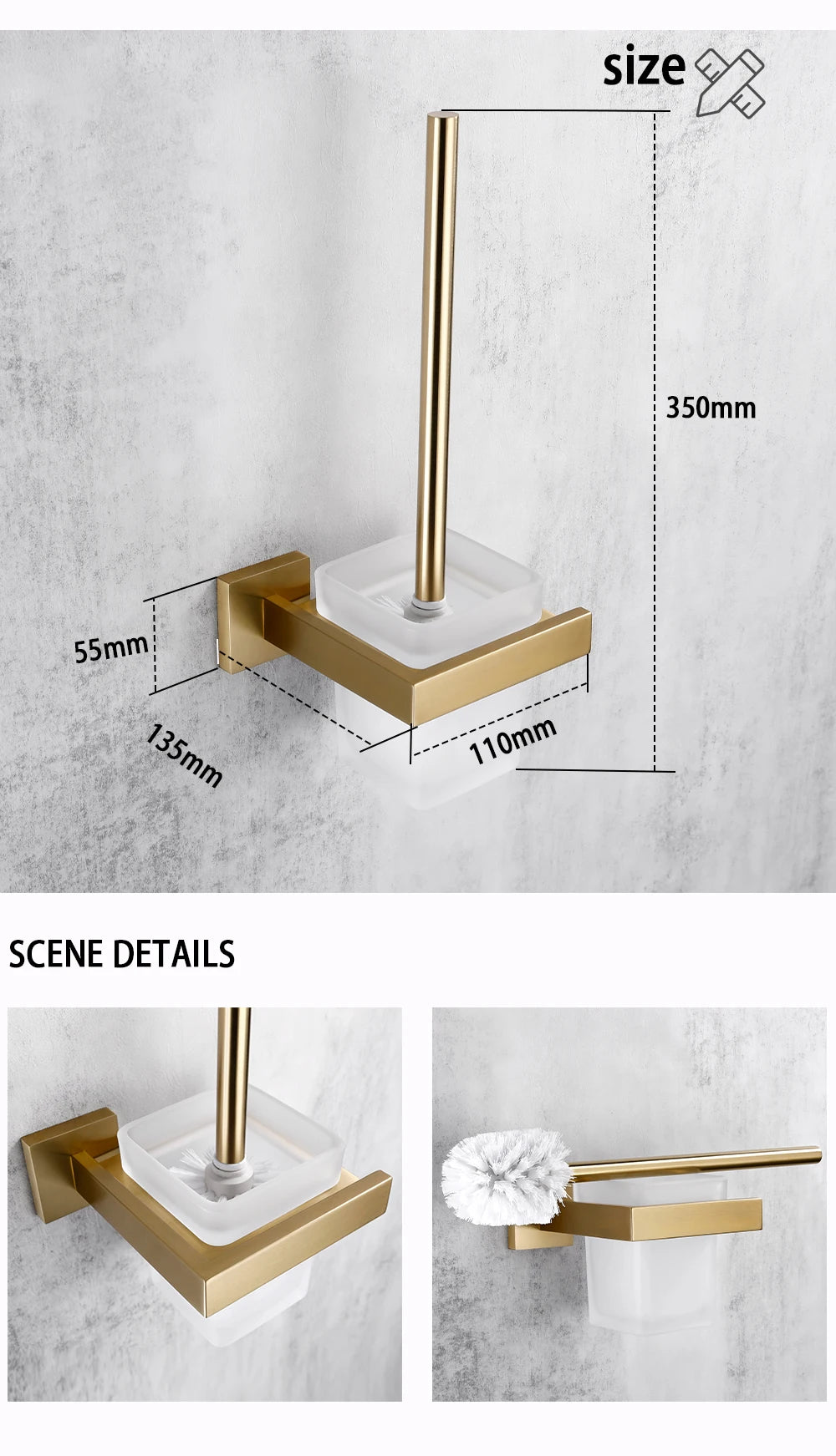 Brushed Gold Bathroom Accessories Set Toilet Brush Holder Toilet Paper Holder Towel Bar Rail Rack Hanger Hook Soap Dish Hardware