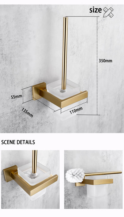 Brushed Gold Bathroom Accessories Set Toilet Brush Holder Toilet Paper Holder Towel Bar Rail Rack Hanger Hook Soap Dish Hardware