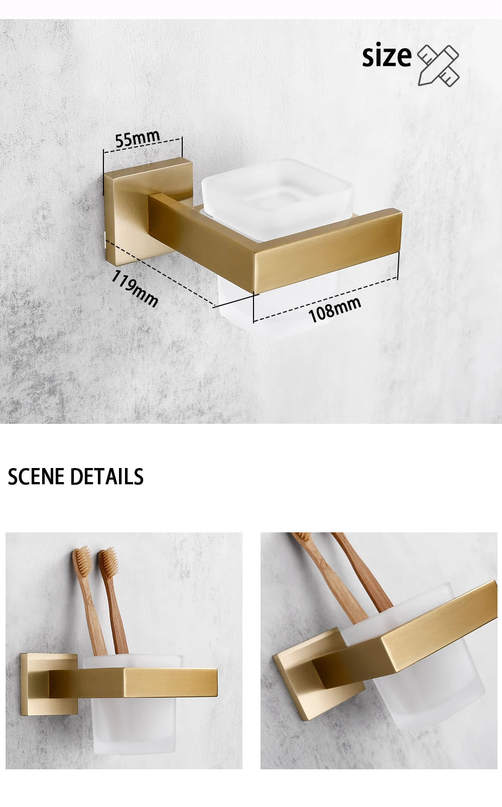 Brushed Gold Bathroom Accessories Set Toilet Brush Holder Toilet Paper Holder Towel Bar Rail Rack Hanger Hook Soap Dish Hardware