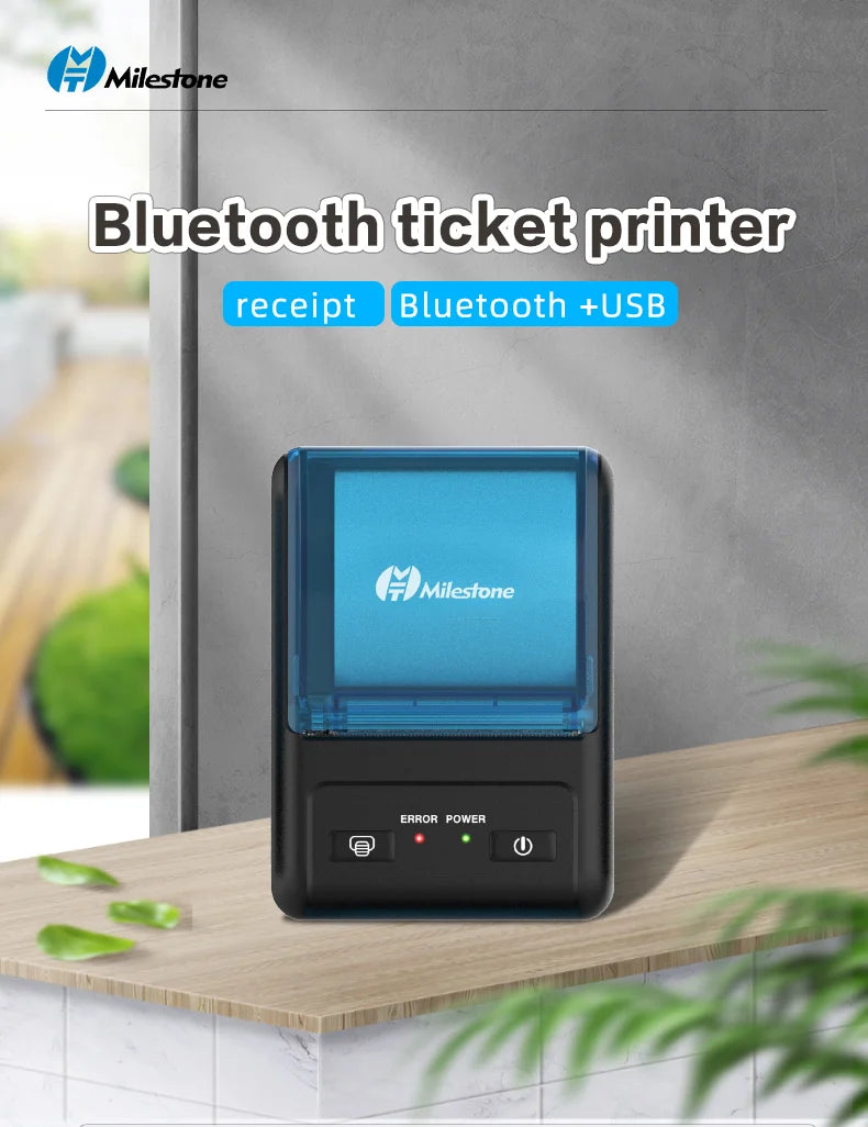 Milestone Portable Mini Wireless Thermal Printer Bluetooth Android Receipt Printing 58mm Office  Android Receipt Printer Epson p