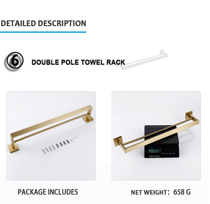 Brushed Gold Bathroom Accessories Set Toilet Brush Holder Toilet Paper Holder Towel Bar Rail Rack Hanger Hook Soap Dish Hardware