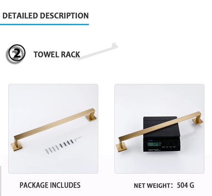 Brushed Gold Bathroom Accessories Set Toilet Brush Holder Toilet Paper Holder Towel Bar Rail Rack Hanger Hook Soap Dish Hardware