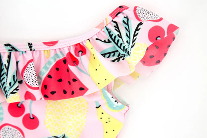 Kavkas Summer Girls Swimming Suit 9 M to 6 Years Fruit Floral Printed Hot Swimsuit Children One-piece Baby Swimwear For Kids
