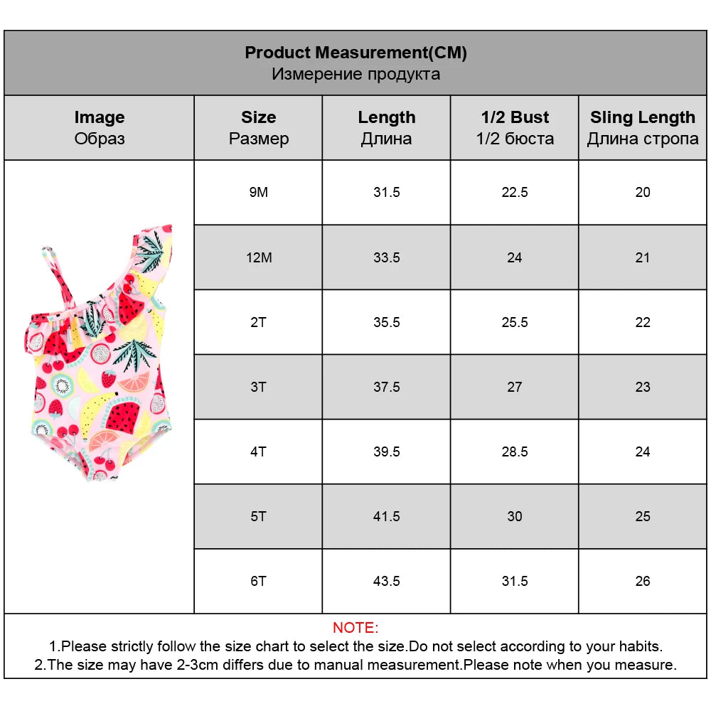 Kavkas Summer Girls Swimming Suit 9 M to 6 Years Fruit Floral Printed Hot Swimsuit Children One-piece Baby Swimwear For Kids