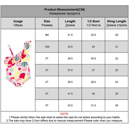 Kavkas Summer Girls Swimming Suit 9 M to 6 Years Fruit Floral Printed Hot Swimsuit Children One-piece Baby Swimwear For Kids