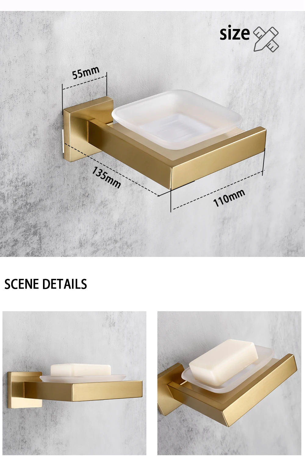 Brushed Gold Bathroom Accessories Set Toilet Brush Holder Toilet Paper Holder Towel Bar Rail Rack Hanger Hook Soap Dish Hardware