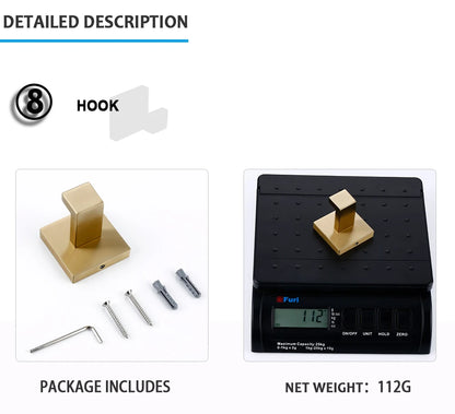 Brushed Gold Bathroom Accessories Set Toilet Brush Holder Toilet Paper Holder Towel Bar Rail Rack Hanger Hook Soap Dish Hardware