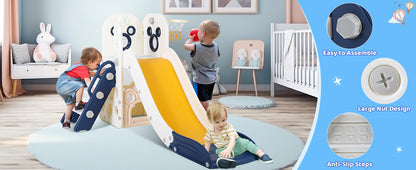 Sturdy Toddler Slide with Basketball Hoop Plastic Kids Slide Climber with Anti-Slip Steps Indoor Outdoor Children Toy Playground