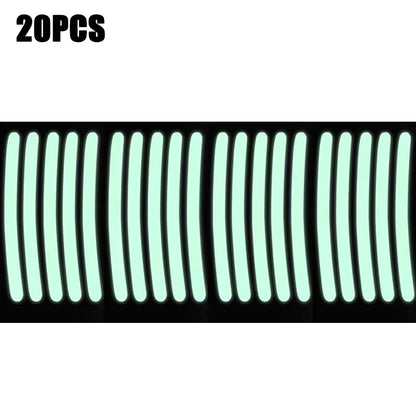 20Pcs Car Wheel Hub Reflective Sticker Tire Rim Reflective Strips Luminous for Night Driving Car Bike Motorcycle Wheel Sticker