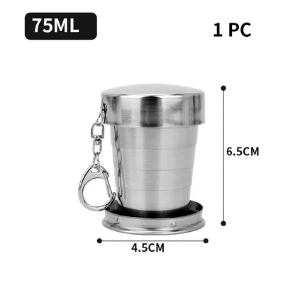 250Ml Stainless Steel Retractable Cup Outdoor Travel Toiletry Cup Portable Creative Compression Cup Mini Handy Cup Folding Cup