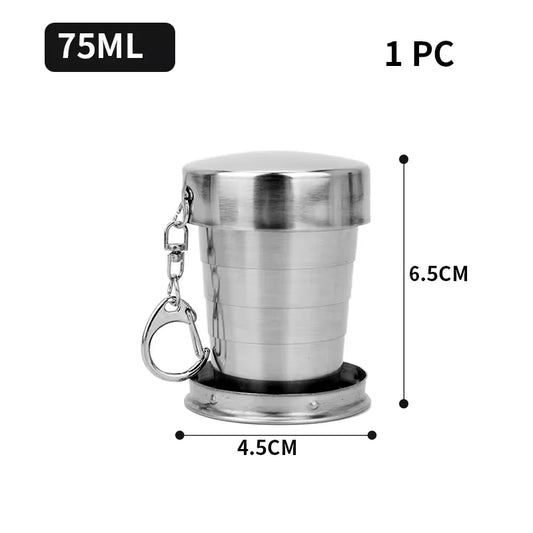 250Ml Stainless Steel Retractable Cup Outdoor Travel Toiletry Cup Portable Creative Compression Cup Mini Handy Cup Folding Cup