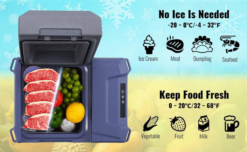 SucceBuy 8L to 75L Car Refrigerator Fridge Portable Icebox Single&Dual Zone w/Blue Tooth Temp Adjustable for Outdoor Camping RV