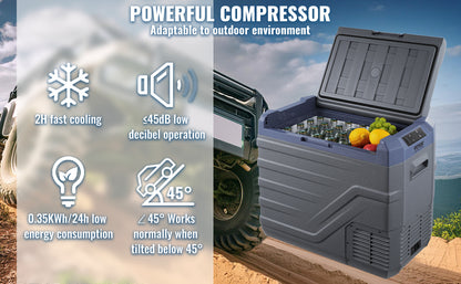 SucceBuy 30/37/45L Car Refrigerator Single Zone Portable Freezer&Built-in Light Compressor Cooler for Outdoor Camping
