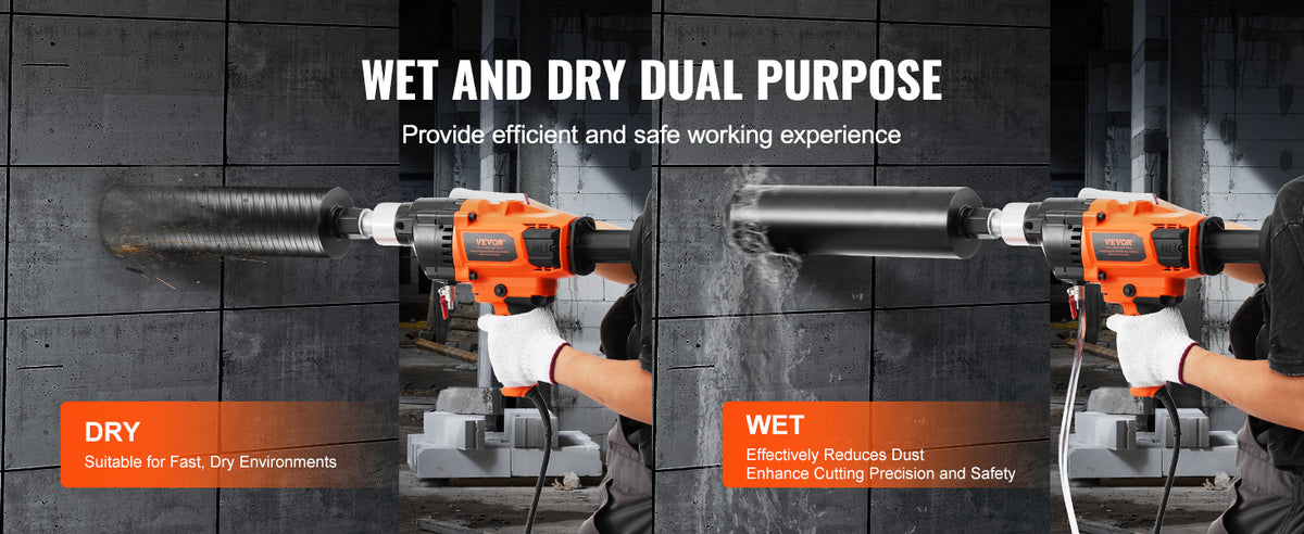 SucceBuy 2000W/2600W Handheld Core Drill Machine Drilling Diameter Wet&Dry Diamond Core Drill Rig Rugged Concrete Core Drill