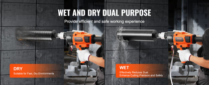 SucceBuy 2000W/2600W Handheld Core Drill Machine Drilling Diameter Wet&Dry Diamond Core Drill Rig Rugged Concrete Core Drill