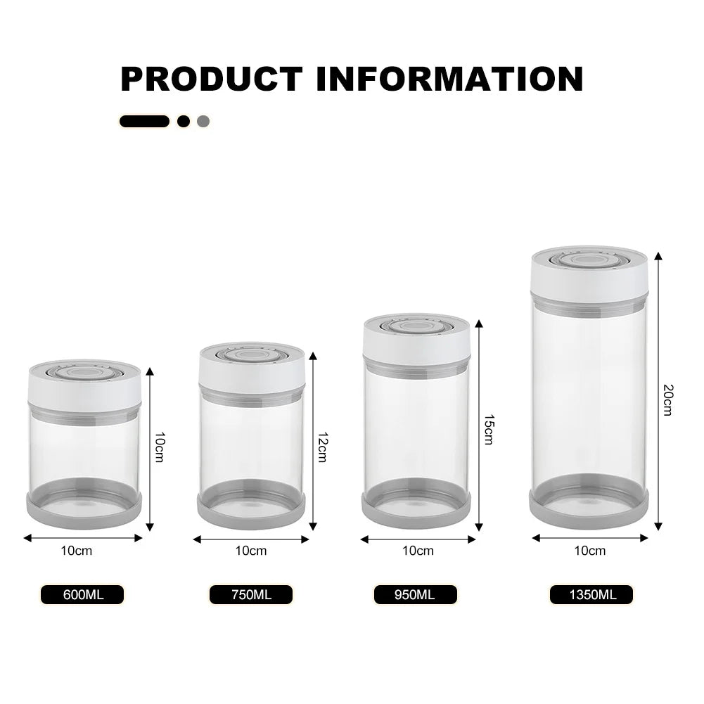 600/750/950/1350Ml Electric Vacuum Sealing Glass Jars Smart Tank Food Storage Container for Kitchen Coffee Beans Tea Storage