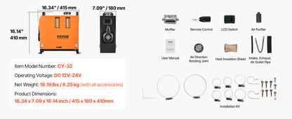 SucceBuy Diesel Heater 5/8KW Diesel Air Heater with Remote Control Low Noise Diesel Parking Heater Fit for RV Truck Camper Van