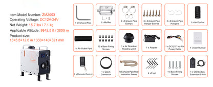 SucceBuy 2/8KW Diesel Heater 12V/24V All in One Diesel Air Heater with Bluetooth CO Alarm Portable Diesel Heater Car Heater for Vehicles and Outdoors
