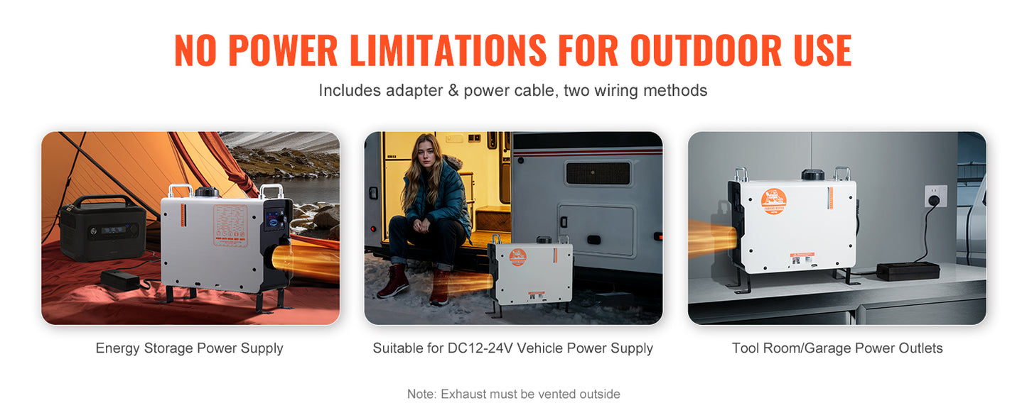 SucceBuy 2/8KW Diesel Heater 12V/24V All in One Diesel Air Heater with Bluetooth CO Alarm Portable Diesel Heater Car Heater for Vehicles and Outdoors