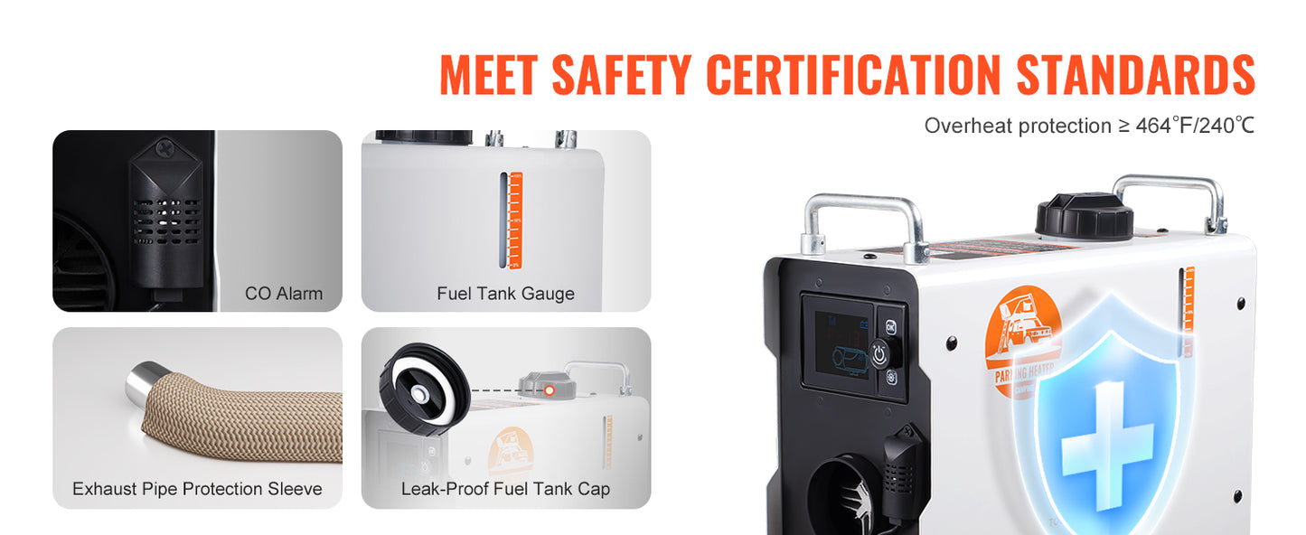 SucceBuy 2/8KW Diesel Heater 12V/24V All in One Diesel Air Heater with Bluetooth CO Alarm Portable Diesel Heater Car Heater for Vehicles and Outdoors