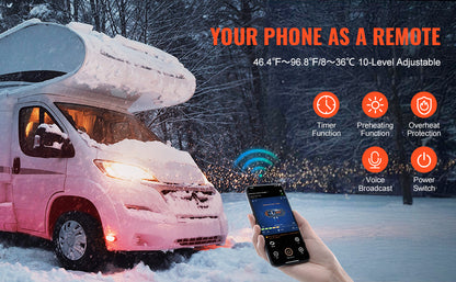SucceBuy 8KW Diesel Heater 12V/24V All in One Diesel Air Heater with Bluetooth APP Control Display Screen and CO Alarm Fast Heating Portable Car Heater for Vehicles and Garage