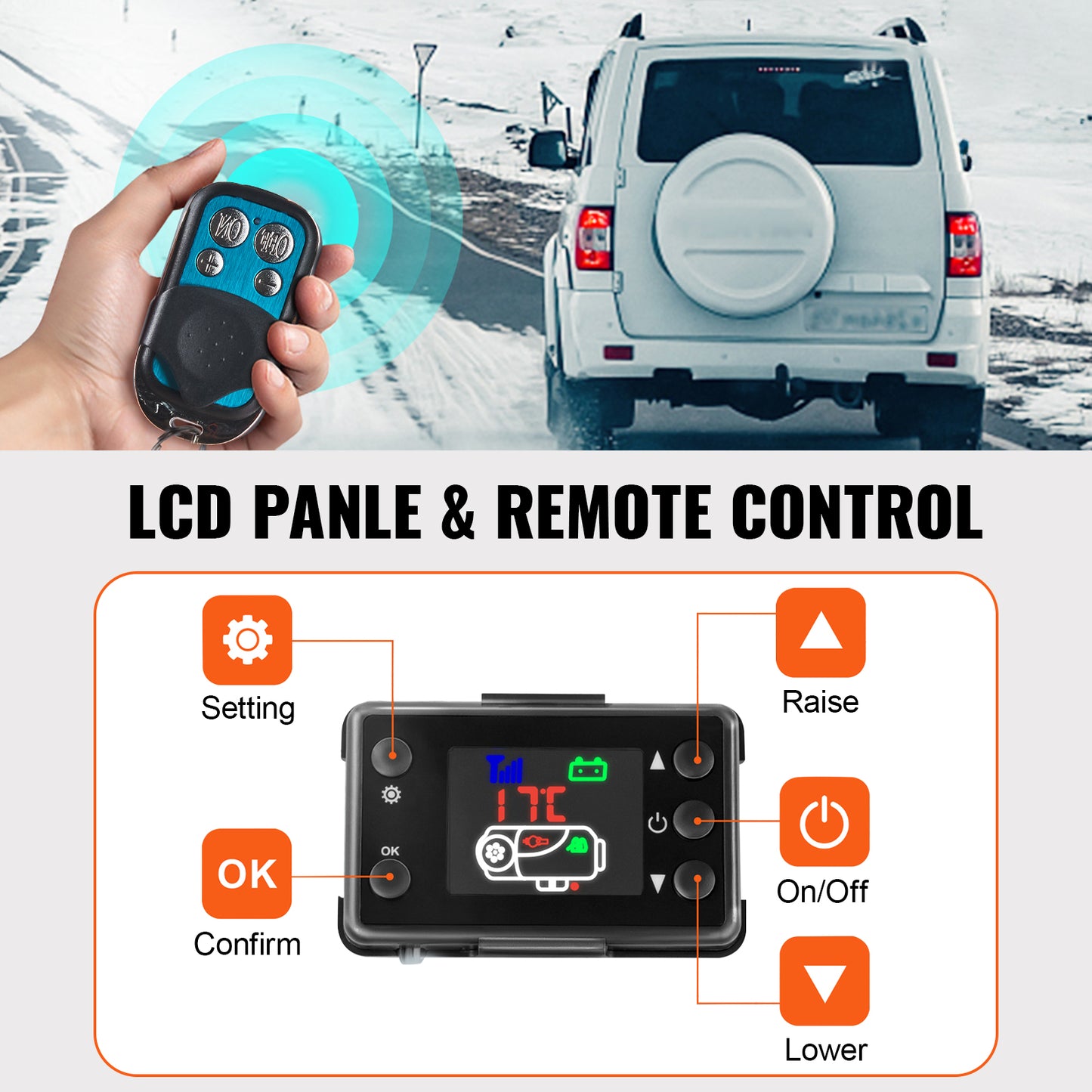 SucceBuy Diesel Heater 12V Diesel Air Heater 8KW Diesel Parking Heater Remote Control with LCD Switch for Car Truck Motor-home