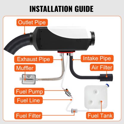 SucceBuy Diesel Heater 12V Diesel Air Heater 8KW Diesel Parking Heater Remote Control with LCD Switch for Car Truck Motor-home
