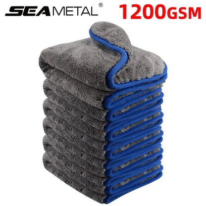 40X40Cm Car Wash Microfiber Towel 1200GSM Super Absorption Car Cleaning Drying Cloth Hemming Towels Detailing Care Rags