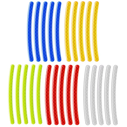 20Pcs Car Wheel Hub Reflective Sticker Tire Rim Reflective Strips Luminous for Night Driving Car Bike Motorcycle Wheel Sticker