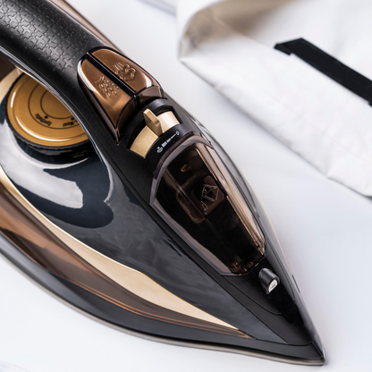 3400W steam iron with ceramic auto-off anti-drip anti-calc self-clean steam stroke 80g/min. Washer