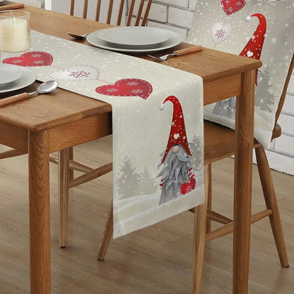 Christmas Gnome Snowflake Love Heart Linen Table Runners Dresser Scarves Decor Reusable Kitchen Dining Table Runner Party Decor
