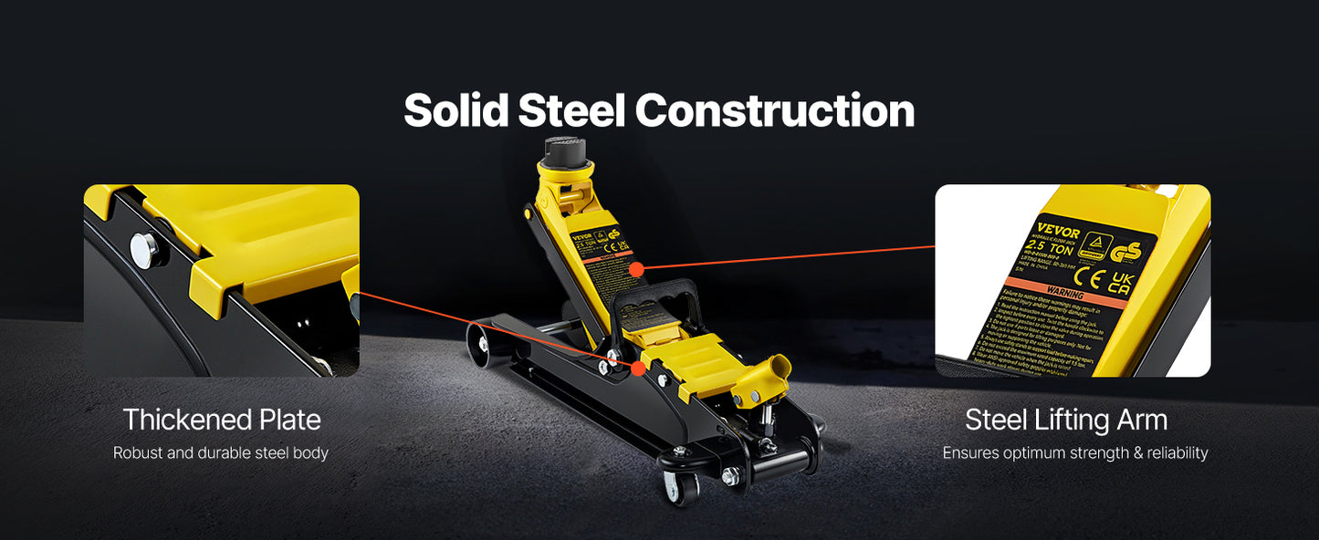 SucceBuy 2.5T Floor Hydraulic Jack Pneumatic Low Profile Floor Jack Heavy-Duty Steel Racing Floor Jack with Piston Lift Pump