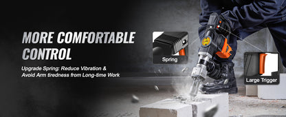 SucceBuy 1400W Demolition Jack Hammer Electric Jackhammer Heavy Duty 2900 BPM Concrete Breaker 2pcs Chisels Bits Chipping