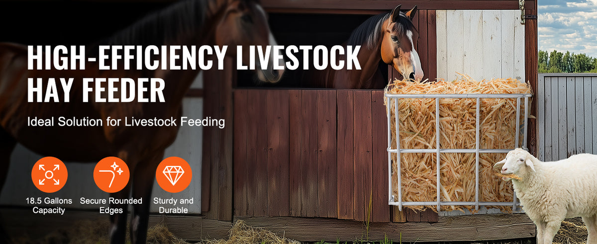 SucceBuy Livestock Hay Feeder Heavy-Duty Steel Goat Hay Rack Multiple Sided Feeding Rack for Sheep Farm Livestock Outdoor