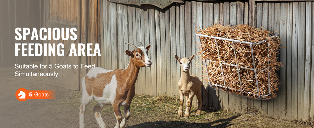 SucceBuy Livestock Hay Feeder Heavy-Duty Steel Goat Hay Rack Multiple Sided Feeding Rack for Sheep Farm Livestock Outdoor
