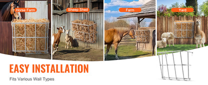 SucceBuy Livestock Hay Feeder Heavy-Duty Steel Goat Hay Rack Multiple Sided Feeding Rack for Sheep Farm Livestock Outdoor