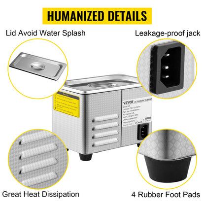 SucceBuy 800ml Ultrasonic Cleaner Portable Cleaning Washing Machine 35W Mini Lave-Dishes Ultrasound Bath Sonic Home Appliance