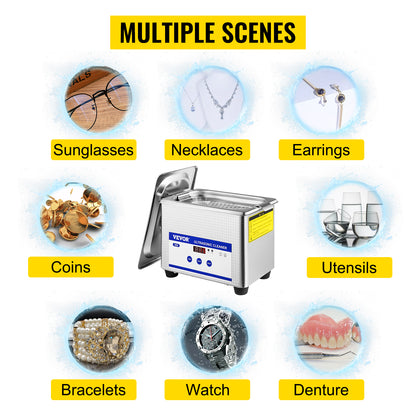 SucceBuy 800ml Ultrasonic Cleaner Portable Cleaning Washing Machine 35W Mini Lave-Dishes Ultrasound Bath Sonic Home Appliance