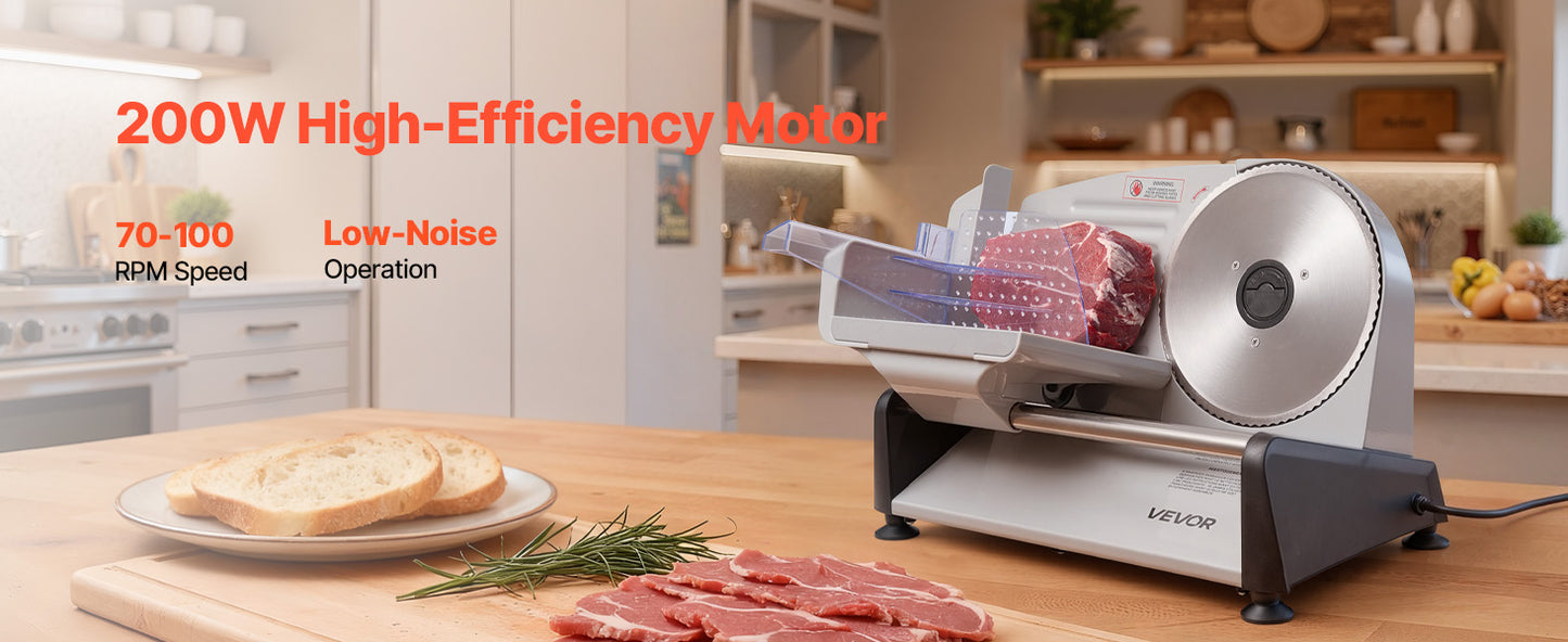 SucceBuy 7.5 inch Meat Slicer Electric Deli Slicer Machine 0-0.6 inch Thickness Home Food-Slicer for Meat, Ham, Baguett, Steak