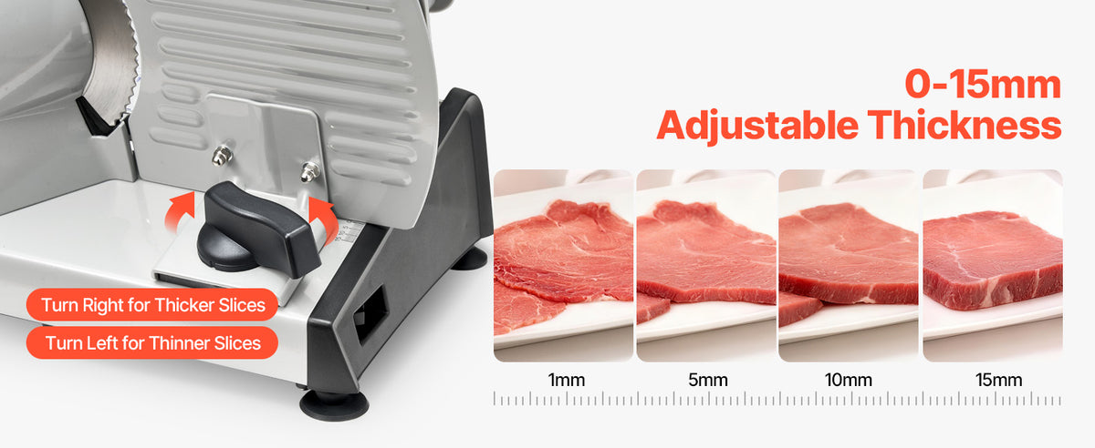 SucceBuy 7.5 inch Meat Slicer Electric Deli Slicer Machine 0-0.6 inch Thickness Home Food-Slicer for Meat, Ham, Baguett, Steak