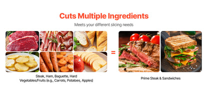 SucceBuy 7.5 inch Meat Slicer Electric Deli Slicer Machine 0-0.6 inch Thickness Home Food-Slicer for Meat, Ham, Baguett, Steak