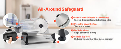 SucceBuy 7.5 inch Meat Slicer Electric Deli Slicer Machine 0-0.6 inch Thickness Home Food-Slicer for Meat, Ham, Baguett, Steak