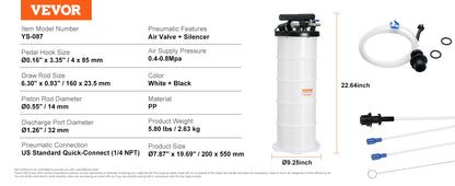 SucceBuy 6.5L/15L Pneumatic Fluid Extractor with Suction Hose Oil Changer Fuel Pump for Automotive Fluids Vacuum Evacuation